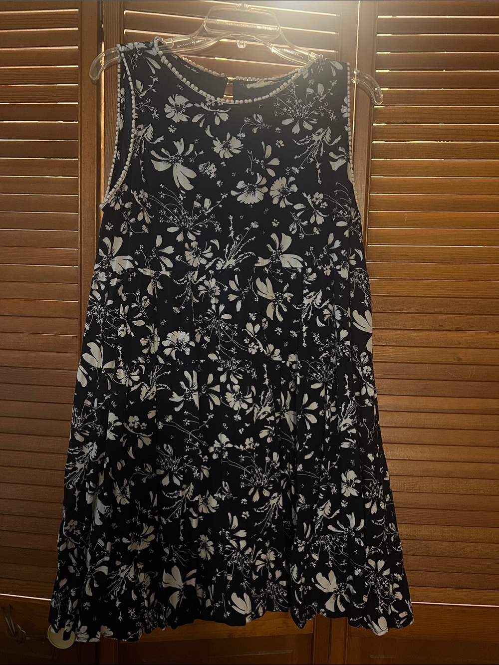 JODIFL Black and White Floral Midi Dress